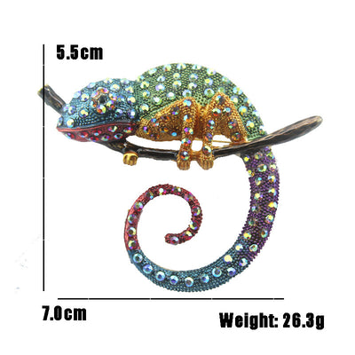 Broche Camaleón con Gota de Aceite y Diamantes - Image 3