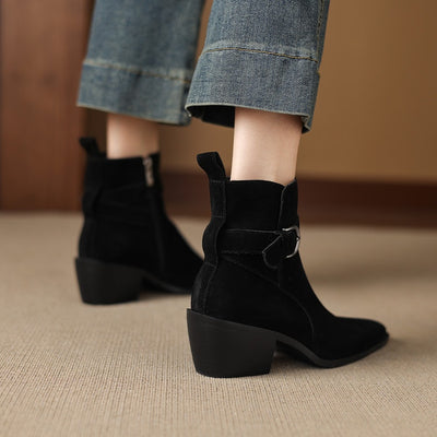 Botas de Ante con Tacón Grueso y Forro Polar para Otoño-Invierno - Image 17