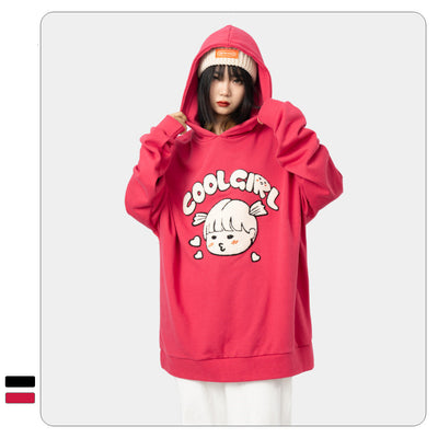Sudadera Holgada con Capucha y Diseño Cartoon - Algodón Suave