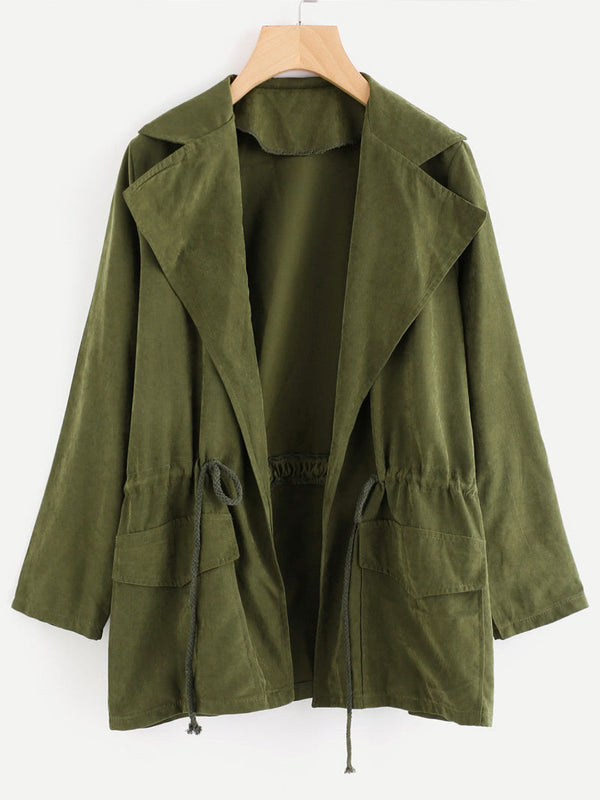 Chaqueta Cortavientos Casual con Solapa y Bolsillos
