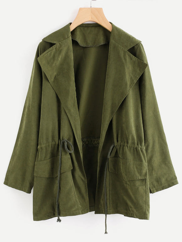 Chaqueta Cortavientos Casual con Solapa y Bolsillos