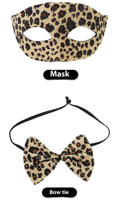 Conjunto de Máscara Media Cara y Diadema Estampado Leopardo para Halloween - Image 8