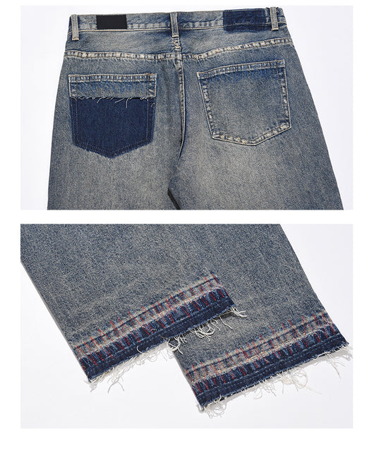 Jeans Rectos Havoc Blue Line Efecto Desgastado para Hombre - Image 9