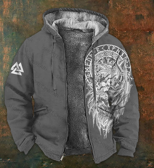 Chaqueta Hoodie con Cierre Vintage Estampado 3D para Hombre - Image 11