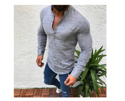 Camisa de Lino para Hombre Manga Corta Cuello Mao - Estilo Casual Versátil - Image 6