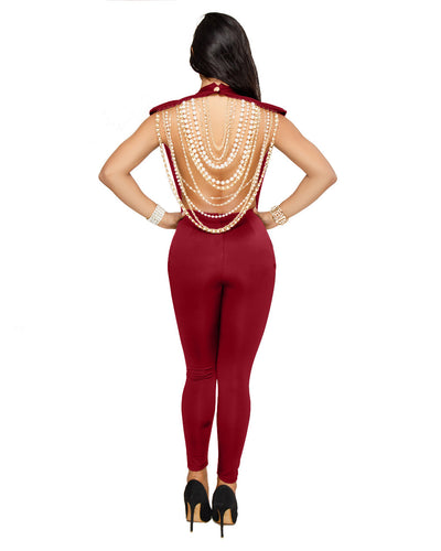 Jumpsuit Elegante para Mujer con Cadena de Perlas - Image 10