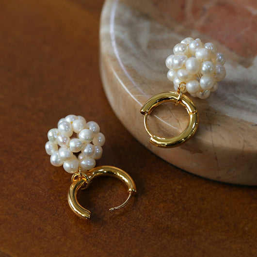 Aretes Esféricos de Perlas Tejidas a Mano para Mujer - Image 21