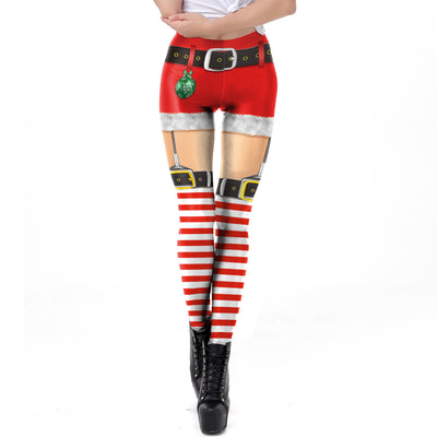 Leggings Ajustados con Estampado Digital Navideño para Mujer - Image 9