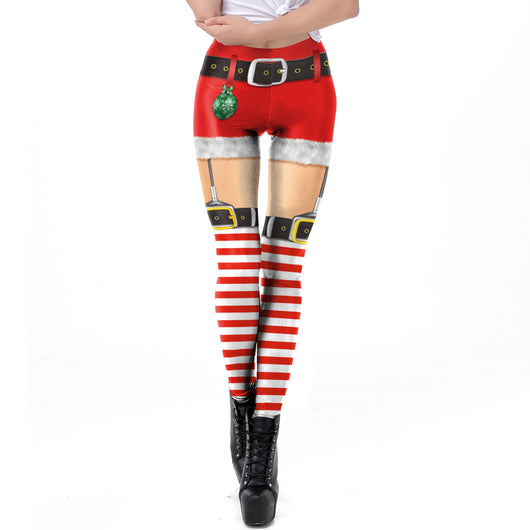 Leggings Ajustados con Estampado Digital Navideño para Mujer - Image 9