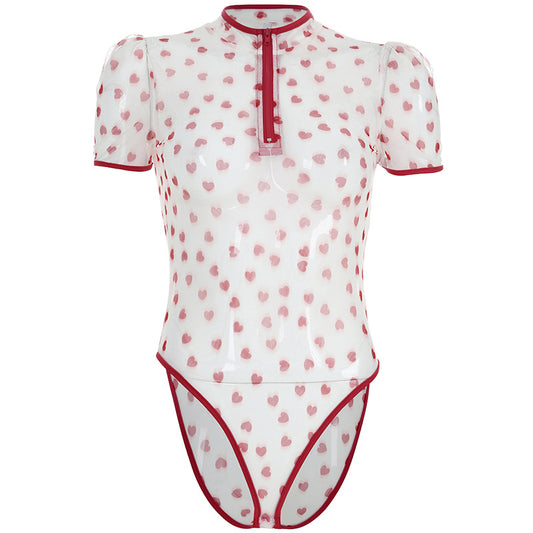Mono Enterizo Sexy con Malla Transparente y Estampado para Primavera Verano - Image 2
