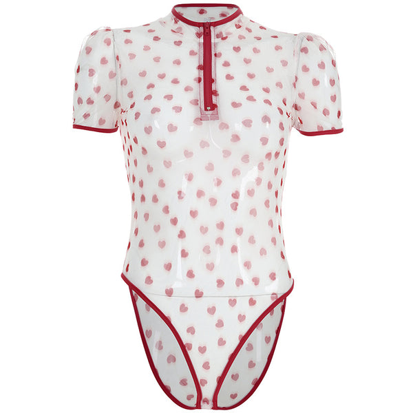 Mono Enterizo Sexy con Malla Transparente y Estampado para Primavera Verano
