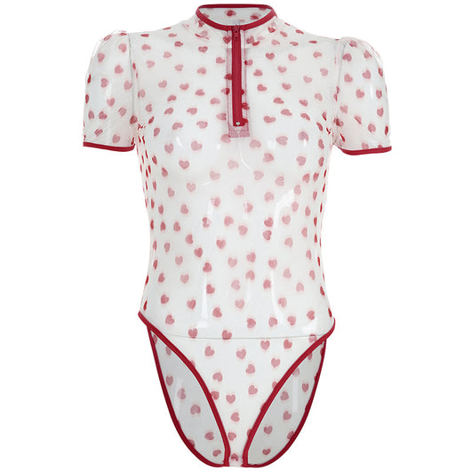 Mono Enterizo Sexy con Malla Transparente y Estampado para Primavera Verano - Image 2