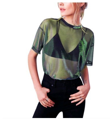 Blusa Casual Transparente de Malla Estilo Europeo - Image 4