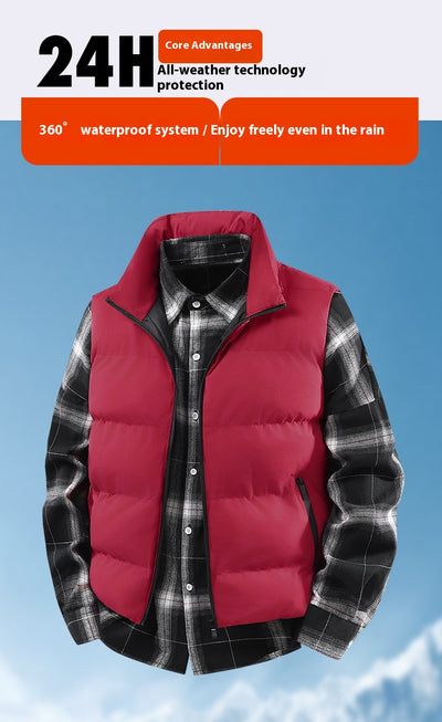 Chaleco Abrigo Suelto Cálido para Hombre Talla Grande con Cuello de Pie - Image 13