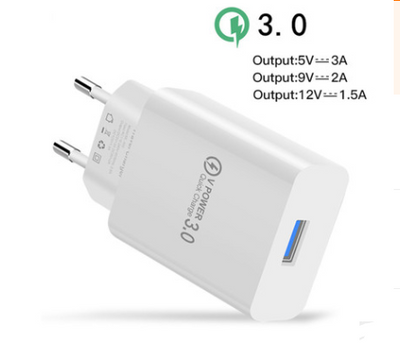 Cargador Rápido USB Quick Charge 3.0 Compatible con iPhone, Samsung y Xiaomi - Enchufe EU/US