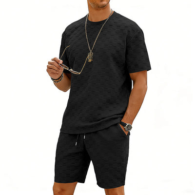 Conjunto de Playera y Shorts Casuales a Cuadros para Hombre - Image 3