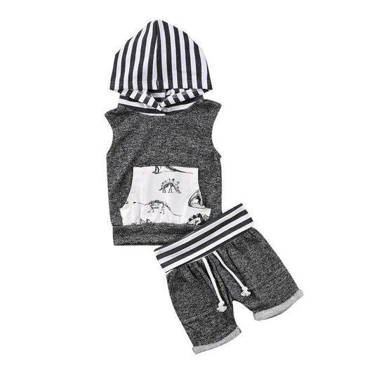 Conjunto de Dos Piezas con Capucha Estampado Dinosaurio