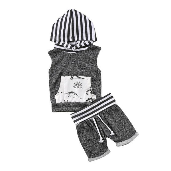 Conjunto de Dos Piezas con Capucha Estampado Dinosaurio