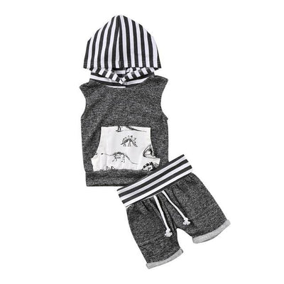 Conjunto de Dos Piezas con Capucha Estampado Dinosaurio