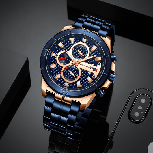 Reloj Multifuncional de Cuarzo con Calendario y Correa de Acero para Hombre - Image 3