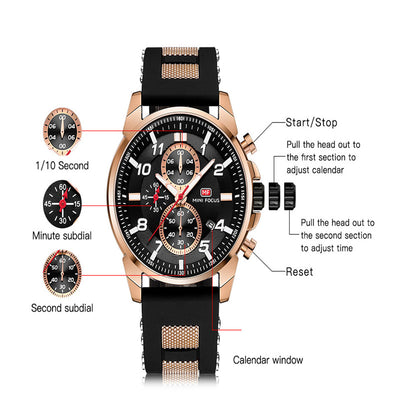 Reloj Deportivo Multifuncional para Hombre con Cronógrafo de Tres Esferas - Image 4