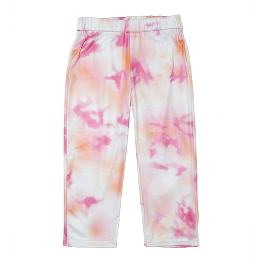 Woman wearing a pink and white tie-dye long-sleeve top and matching pants set, posing casually. - Image 17