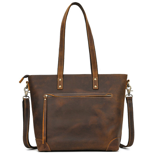 Bolso Tote de Cuero Crazy Horse Gran Capacidad - Image 25