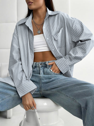 Camisa Manga Larga a Rayas con Detalles de Diamantes - Image 25