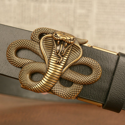 Cinturón de Cuero con Hebilla Automática Cobra para Hombre - Image 5