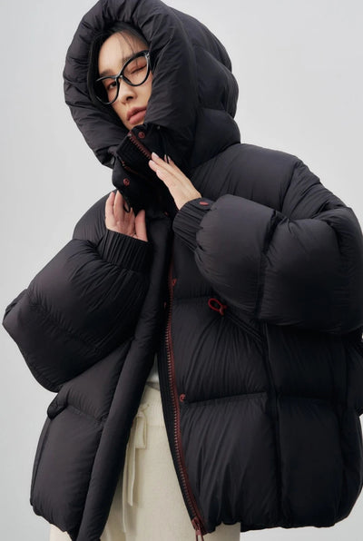 Chaqueta Corta con Capucha de Algodón Cálida para Mujer - Image 12