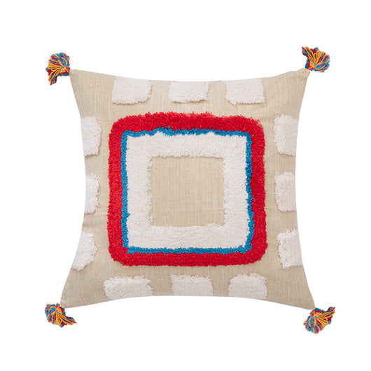 Funda de Almohada con Diseño Geométrico y Borlas - Image 7