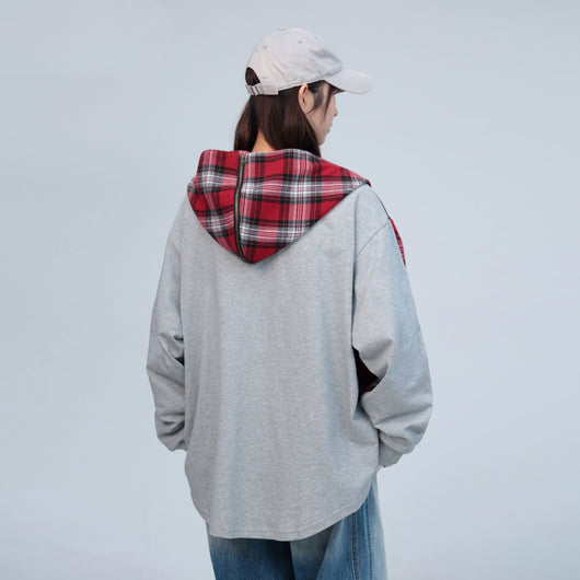 Camisa de Cuadros Patchwork Gris en Algodón - Image 7