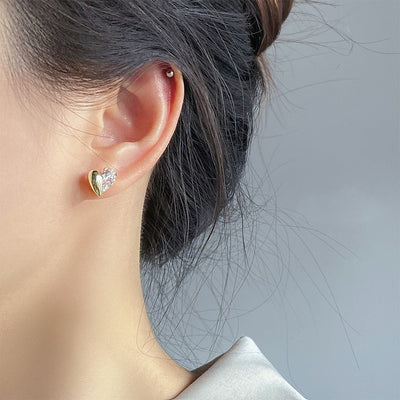 Aretes de Plata Asimétricos Diseño Amor Francés Elegancia Moderna - Image 2