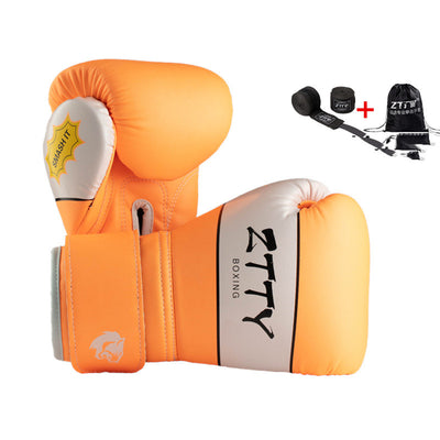 Red and white kids' boxing gloves with "SMASH IT" text, wrist wraps, and a black drawstring bag. - Image 8