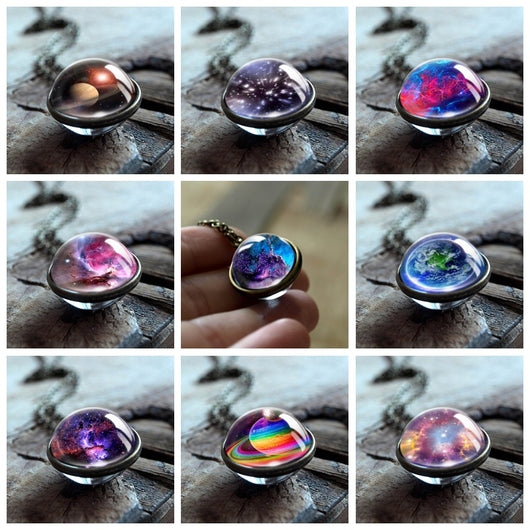 Collar Reversible de Galaxia Nebulosa Doble Cara