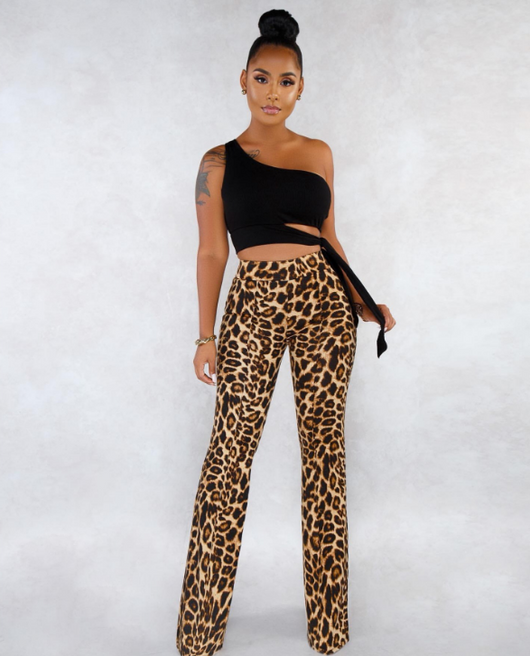 Pantalones Acampanados Leopardo Slim