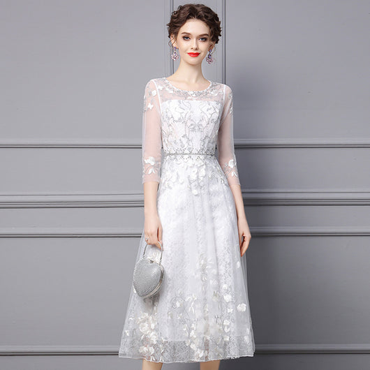 Vestido Largo Bordado con Cuentas para Mujer - Image 3