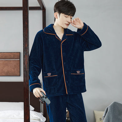 Pijama de Franela para Hombre con Solapa - Abrigo Cardigan Otoño e Invierno - Image 13