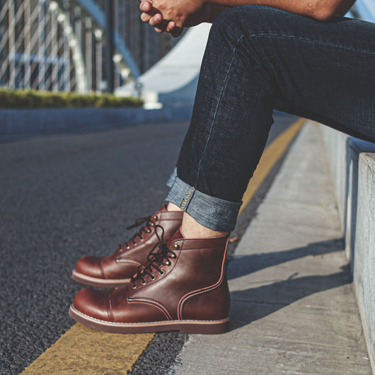 Botas Militares Martin de Cuero Engrasado para Hombre - Estilo Retro Worker - Image 26