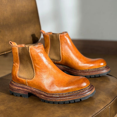 Botas de Cuero Vintage para Hombre con Suela Reforzada y Altura Aumentada