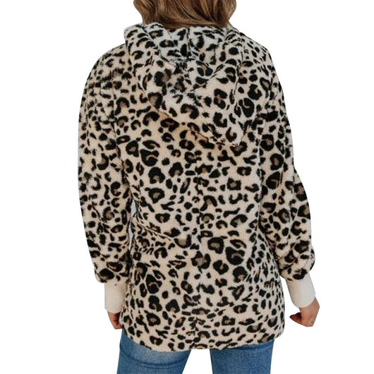 Abrigo Ajustado Estampado Leopardo con Capucha para Mujer - Image 5