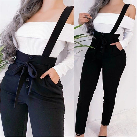 Pantalones casuales slim con tirantes de moda - Image 6