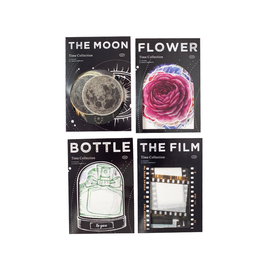 A collection of retro-style washi stickers featuring moon phases, planets, and celestial designs in various shapes and sizes. - Image 5
