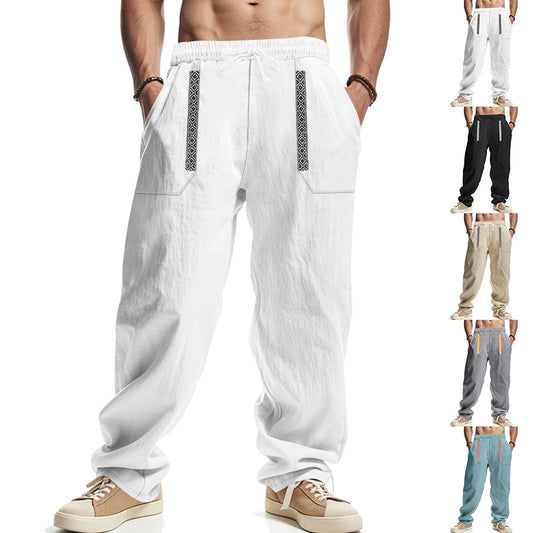 Pantalones de Lino Holgados Transpirables para Hombre