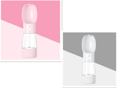 White and clear portable dog water dispenser with a built-in bowl and transparent water reservoir. - Image 13