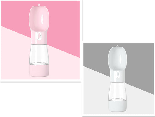 White and clear portable dog water dispenser with a built-in bowl and transparent water reservoir. - Image 13