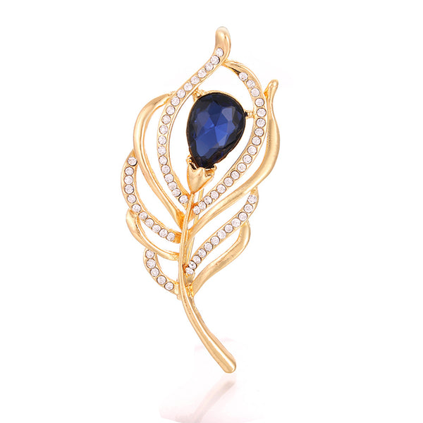 Broche de Plumas con Cristales Brillantes