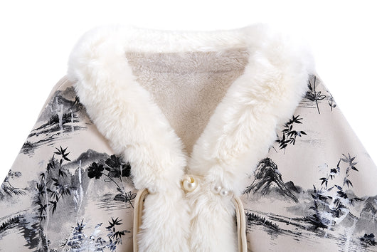 Poncho Étnico Invierno con Cuello de Pelaje Grande - Oferta Especial - Image 2