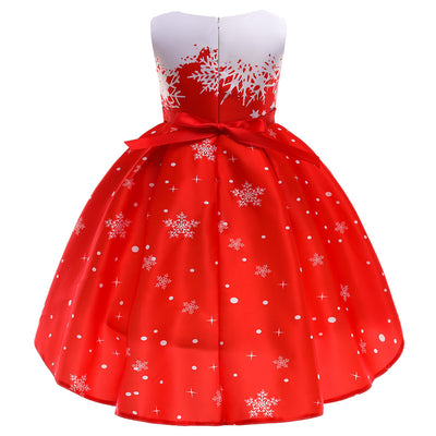 Vestido Navideño Princesa Santa Claus con Copos de Nieve para Niña - Image 11