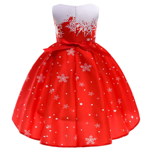 Vestido Navideño Princesa Santa Claus con Copos de Nieve para Niña - Image 11